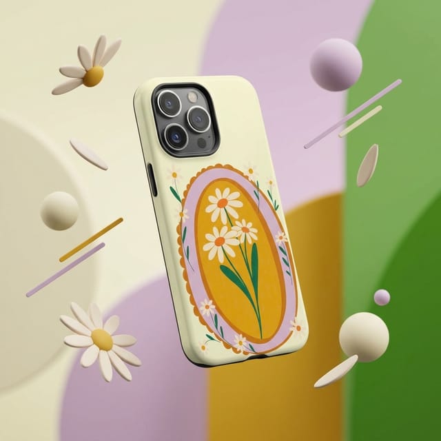 Retro Daisy Print Magnetic Phone Case Cute Gift for Women Birthday & Gifting Occasions