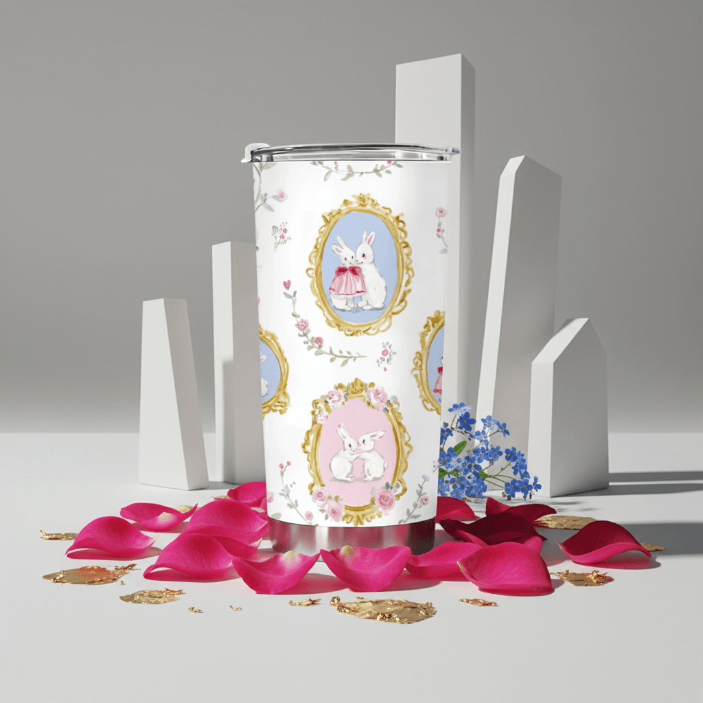 Vintage Cute Bunny Stainless Steel Tumbler for Women Birthday Gift for Rabbit Lovers