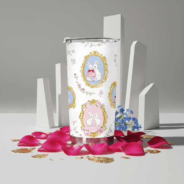 Vintage Cute Bunny Stainless Steel Tumbler for Women Birthday Gift for Rabbit Lovers