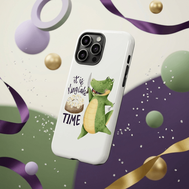 Cute Alligator King Cake Magnetic iPhone Case Perfect for Mardi Gras Gifts
