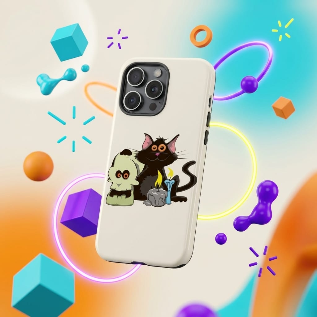 Halloween Black Cat Skull Magnetic Phone Case Ideal for Spooky Season Gift Giving