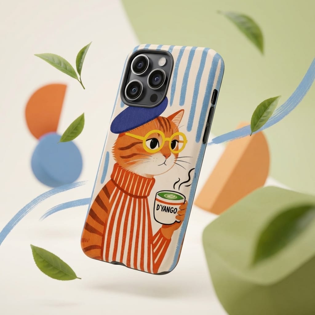 Cute Retro Coffee Cat Magnetic Phone Case for Cat Lovers Birthday Holiday Gifting