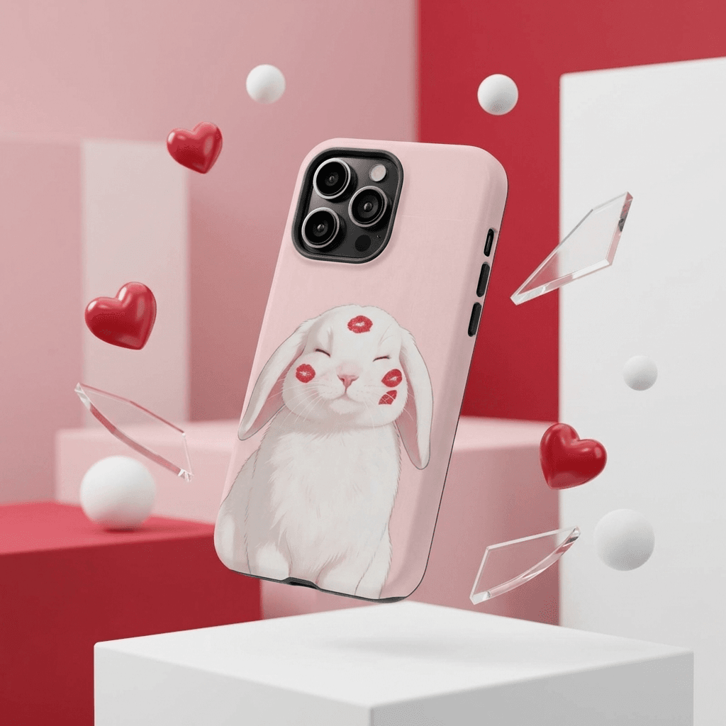 Cute Kissed Bunny Magnetic Phone Case Perfect for Valentine's Day Girlfriend Gifts