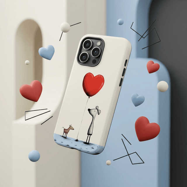 Cute Dog Heart Print Magnetic Phone Case for Valentine’s Day & Birthday Gifting