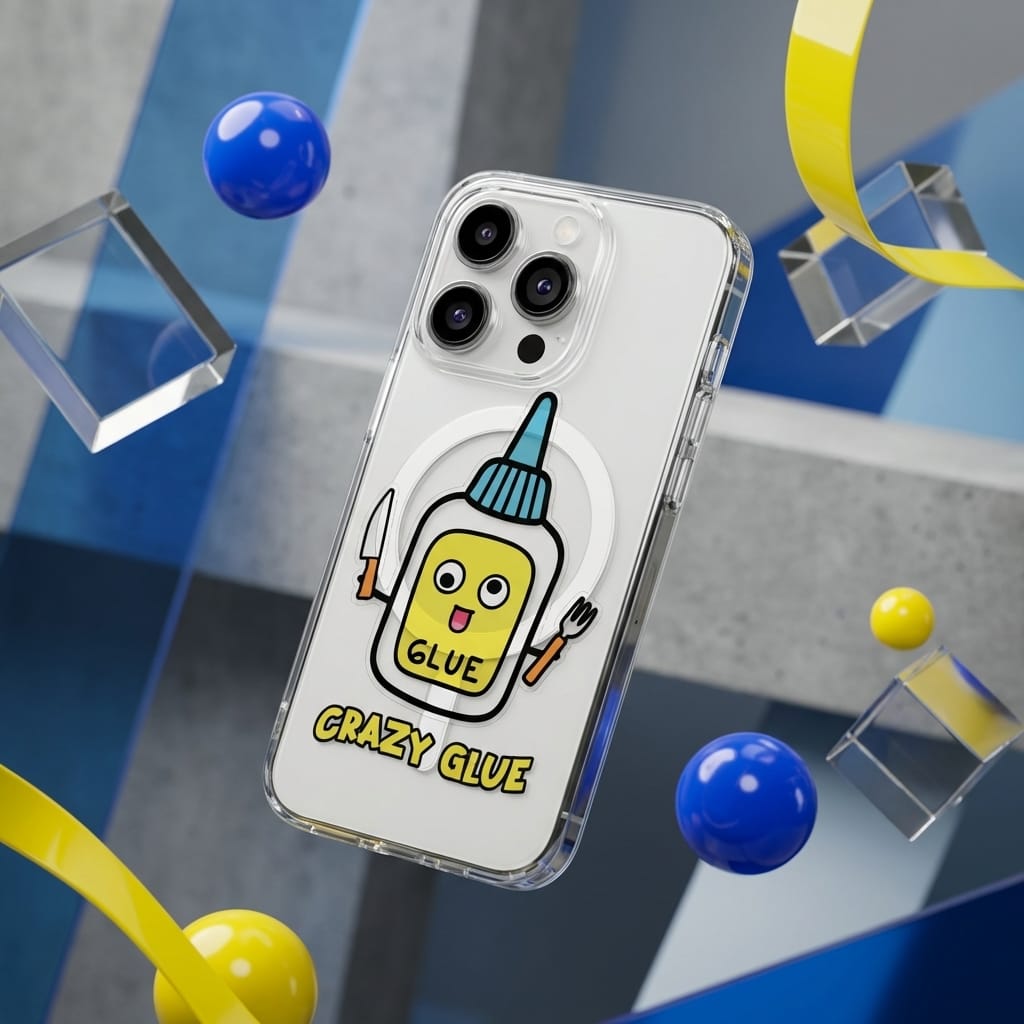 Funny Crazy Glue Clear Magnetic iPhone Case For Quirky Gifts & Everyday Use