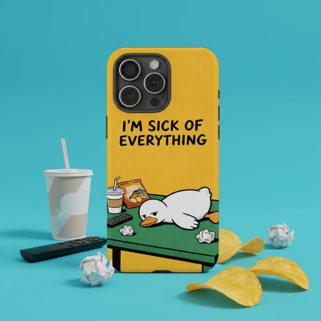 Funny Tired Duck Magnetic Phone Case for Friends Birthdays White Elephant Gifts