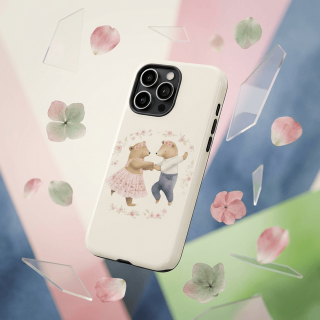 Cute Dancing Bears Magnetic iPhone Case | Couple Gift for Anniversary Valentine's Day