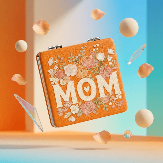 Floral MOM Square Pocket Makeup Mirror - Ideal Gift for Mom for Mother’s Day & Birthdays