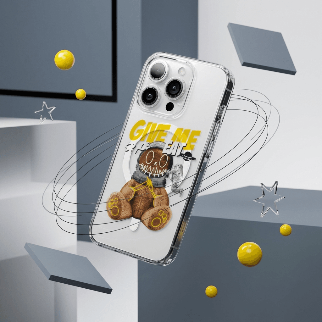Space Bear Clear Magnetic iPhone Case Ideal for Birthday & Holiday Gifting