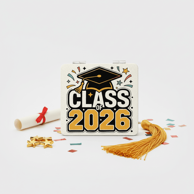 Class of 2026 Square Portable Pocket Makeup Mirror Ideal Graduation Gift for High School & College Seniors