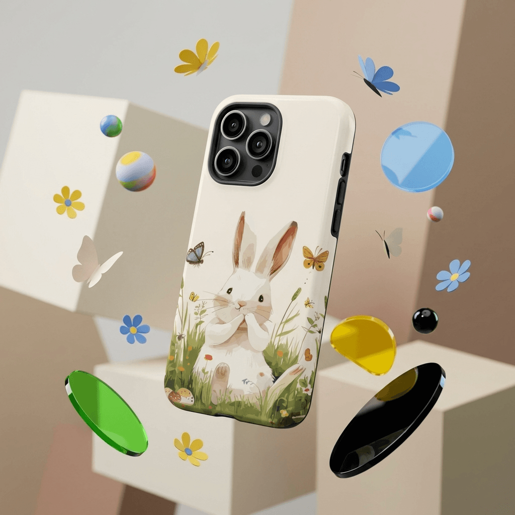 Cute Bunny Magnetic iPhone Case for Women, Ideal Birthday Spring Gift for Animal Lovers