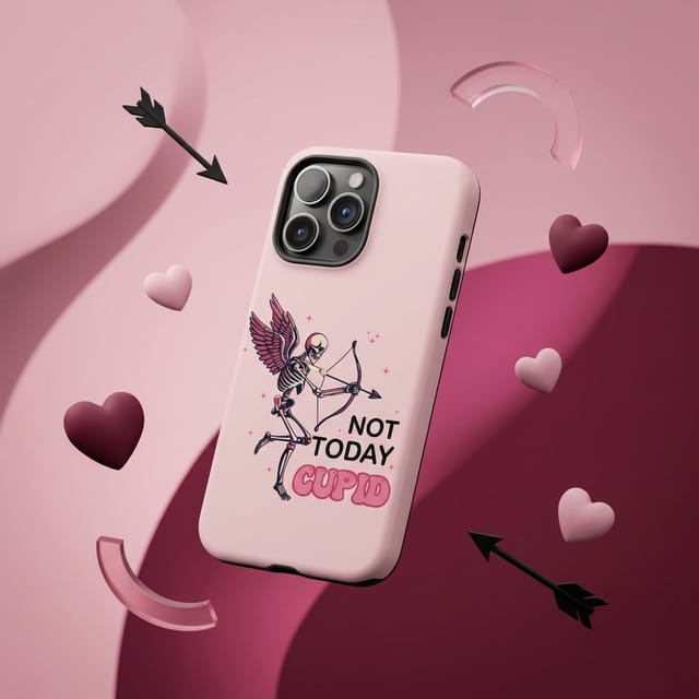 Funny Skeleton Cupid Phone Case for Anti Valentine Gift