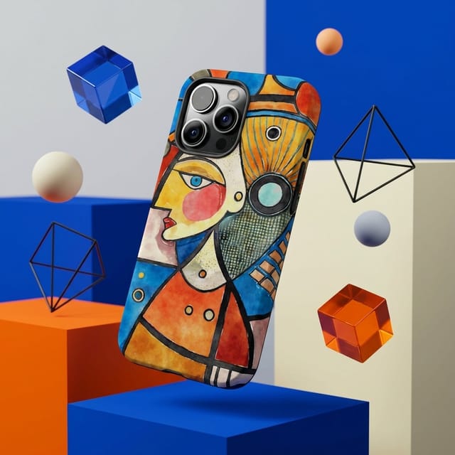 Abstract Cubism Art Print Magnetic Phone Case for Art Lovers Birthday Holiday Gifts