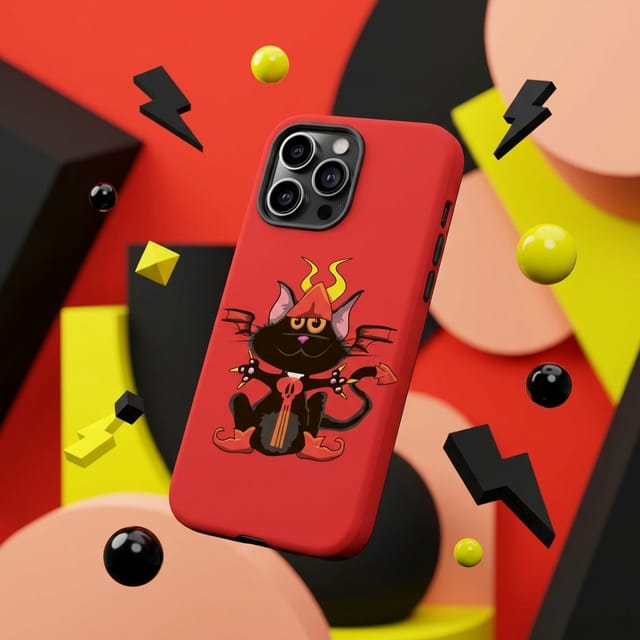 Cute Devil Black Cat Magnetic Phone Case for Cat Lovers Halloween Birthday Gifts