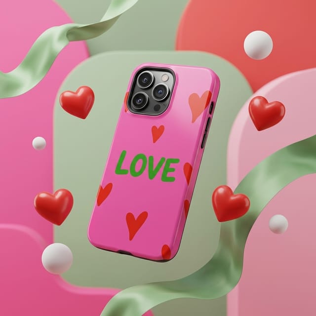 Pink Love Heart Magnetic iPhone Case for Girlfriend Valentine Gift