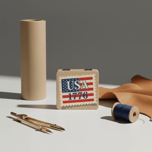 Vintage USA 1776 Square Pocket Makeup Mirror for Patriotic Gifts & Fourth of July