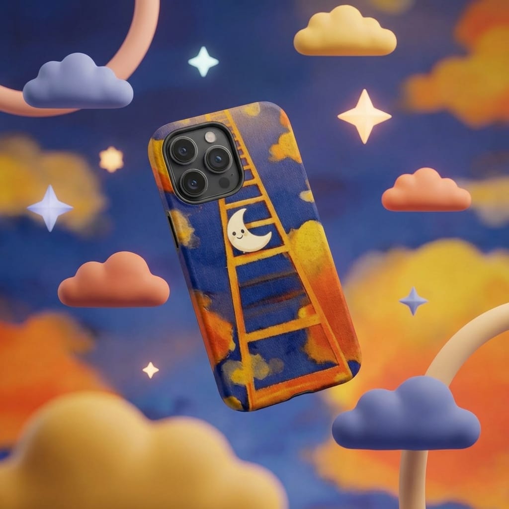 Cute Smiling Moon Ladder Magnetic iPhone Case Ideal Gift for Friends Birthdays Holidays