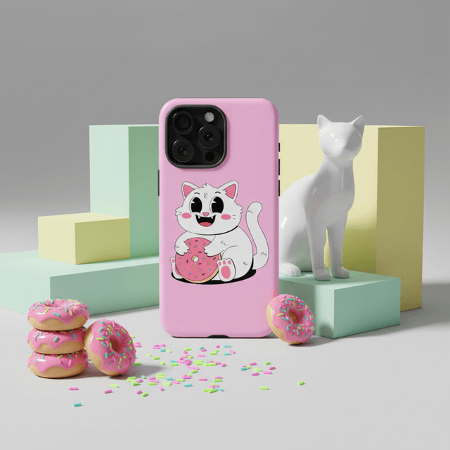 Cute Pink Cat Donut Magnetic iPhone Case for Cat Lovers Birthday & Holiday Gifting