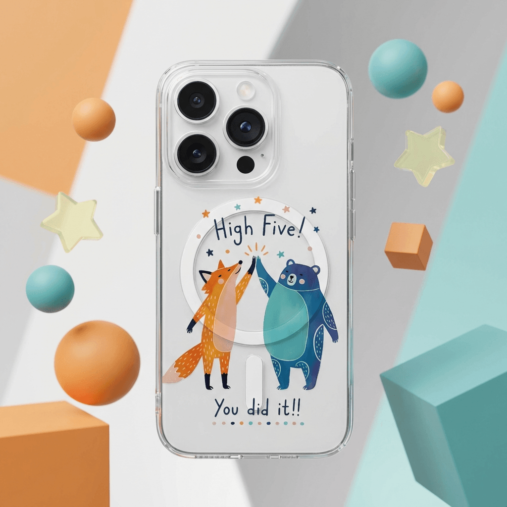 Cute Fox & Bear MagSafe Clear iPhone Case Perfect for Birthday Graduation Gifts