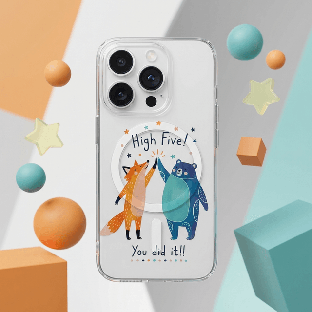 Cute Fox & Bear MagSafe Clear iPhone Case Perfect for Birthday Graduation Gifts