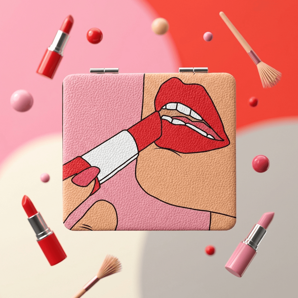 Retro Pop Art Lips Square Pocket Makeup Mirror Perfect Bridesmaid Birthday Gifts for Women