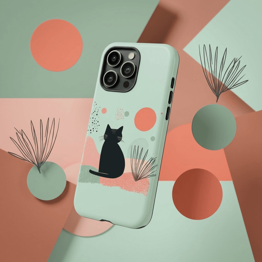 Cute Boho Black Cat Magnetic Phone Case for Cat Lovers Birthday Holiday Gifts