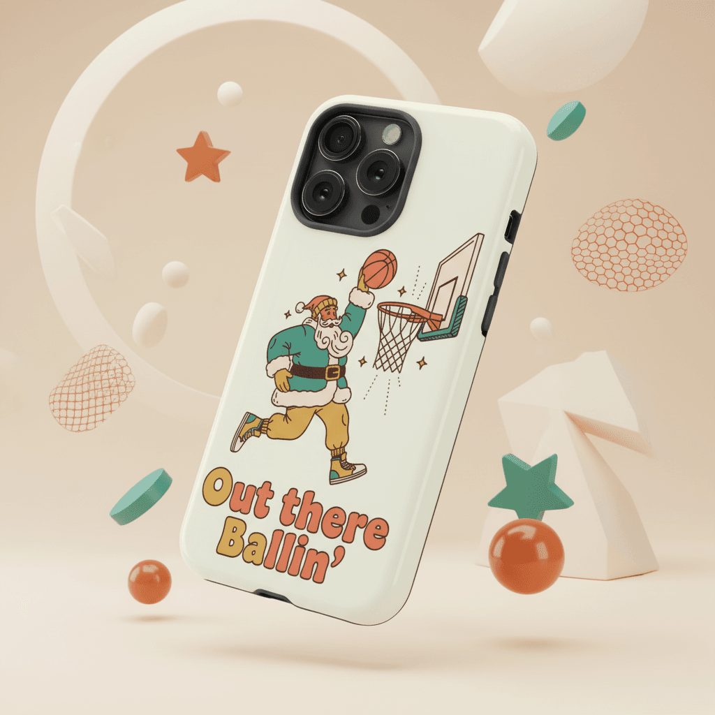 Funny Christmas Basketball Santa Magnetic Phone Case for Sports Fans Holiday Gift
