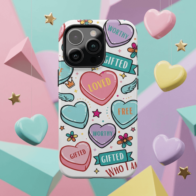Affirmation Hearts Magnetic iPhone Case - Gift for iPhone 15/16/17 Series, MagSafe Compatible