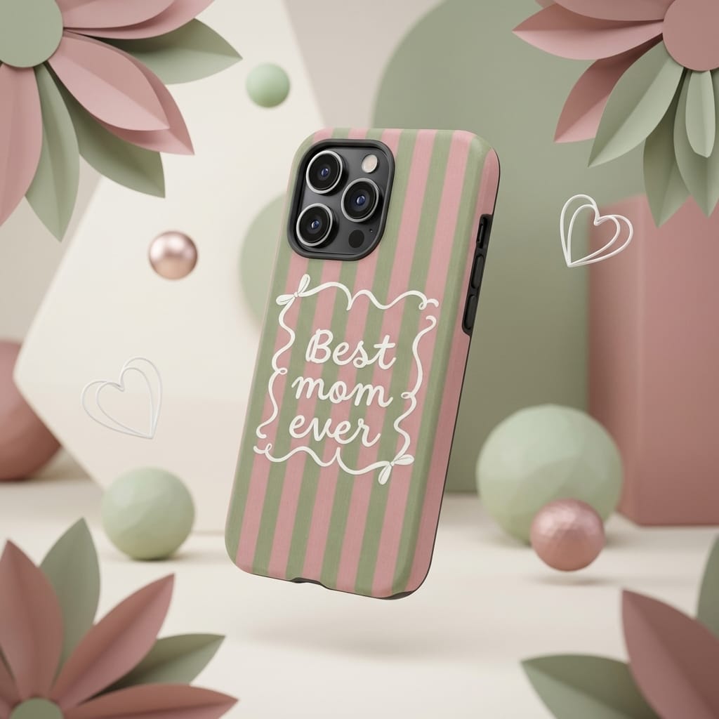 Best Mom Ever Striped Magnetic Phone Case | Cute Gift for Mom for Mother's Day & Birthdays - 1