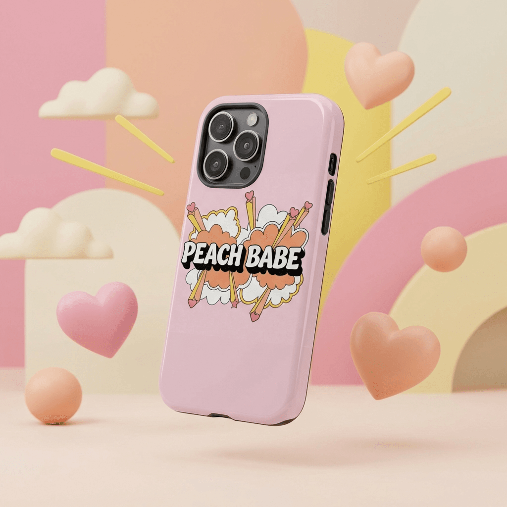 Peach Babe Aesthetic Magnetic iPhone Case Cute Gift for Girls Besties Birthday
