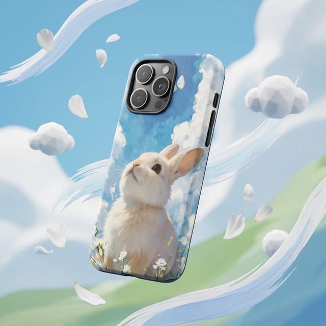 Cute Sky Bunny Magnetic Phone Case for Animal Lovers Birthday Holiday Gifting