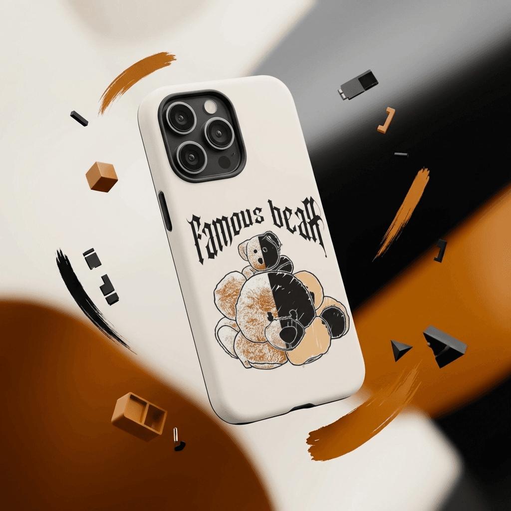 Two-Tone Famous Bear Print Magnetic Phone Case Trendy Gift for Birthday & Daily Use