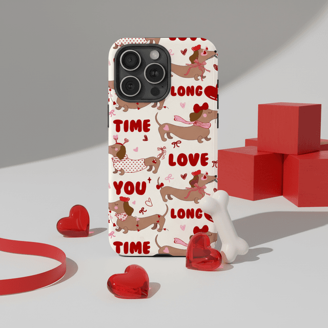 Personalized 'Love You Long Time' Dachshund Magnetic Phone Case - Custom MagSafe Gift for iPhone 15/16/17 Series