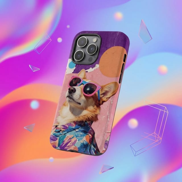 Retro Cool Corgi Magnetic Phone Case for Dog Lovers Birthday Holiday Gifting