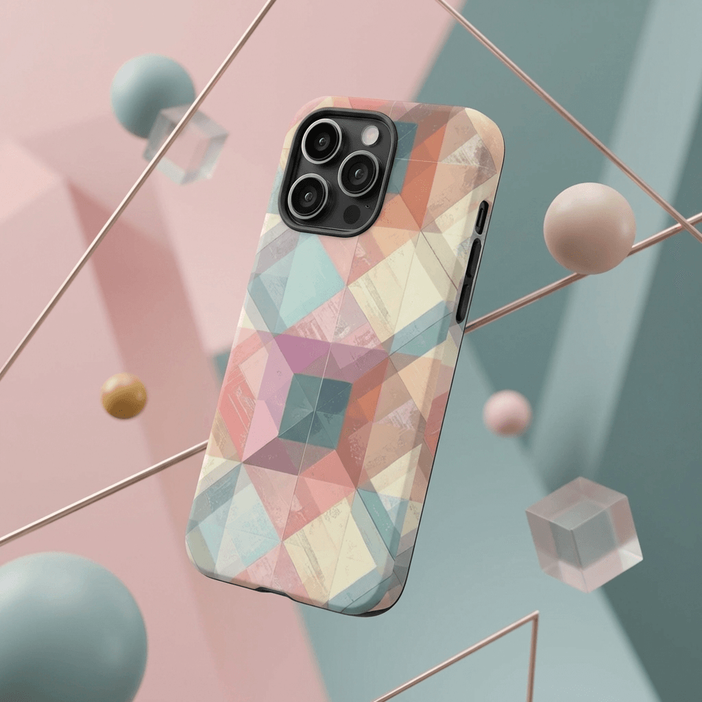 Pastel Mosaic Geometric Magnetic Phone Case for Birthday Holiday Gifting & Daily Use