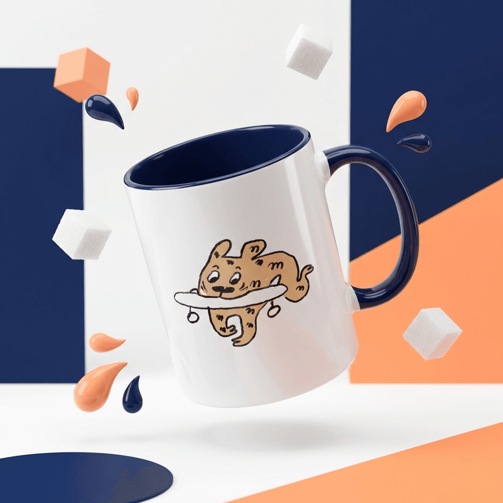 Skateboard Puppy Mug - 11oz Blue Accent Coffee Cup, Perfect Gift for Sports Fans - 1