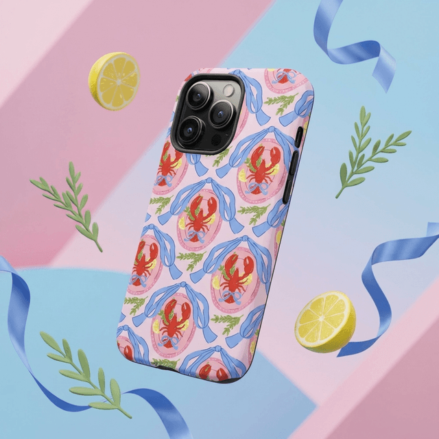 Lobster Bow Print Magnetic Phone Case Cute Gift for Foodie Friends & All Occasions