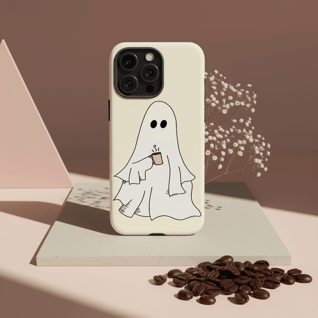 Cute Coffee Ghost Magnetic Phone Case | Ideal Spooky Season Gift for iPhone Owners