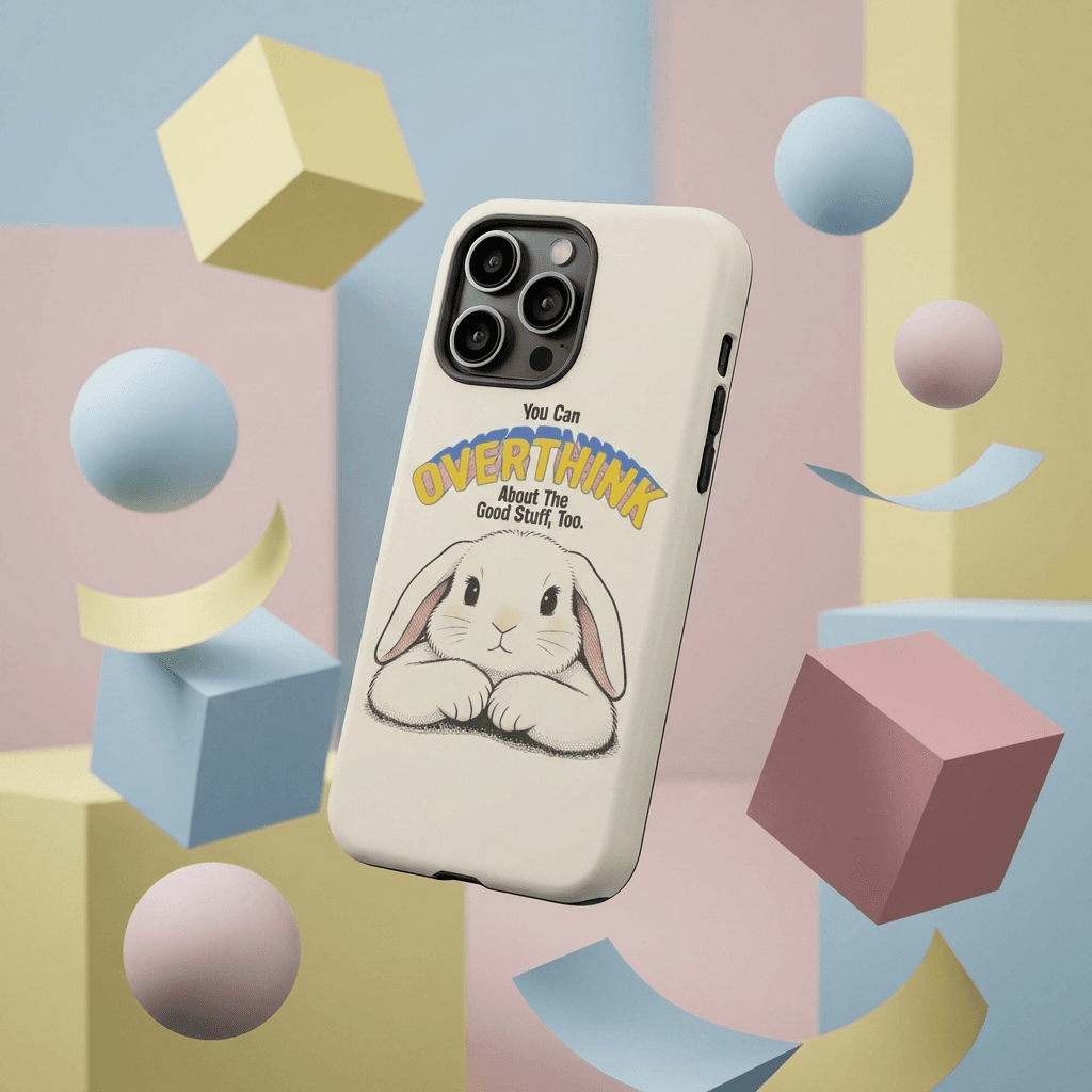 Cute Bunny Overthink Quote Magnetic iPhone Case Perfect for Birthday & Friendship Gifts
