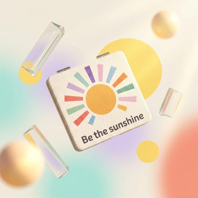 Be The Sunshine Square Pocket Makeup Mirror Cute Gift for Friends Bridesmaids & Birthdays