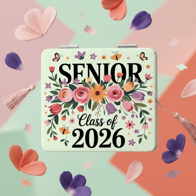 Class of 2026 Senior Square Pocket Makeup Mirror, Graduation Gift for High School & College Seniors