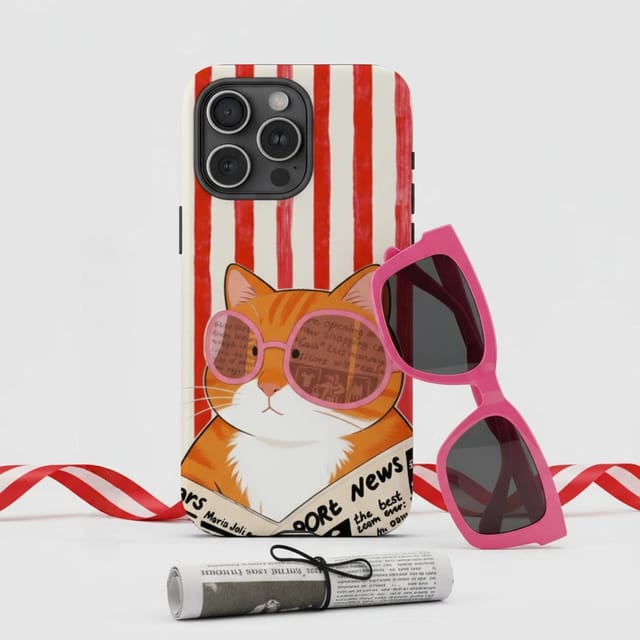 Magnetic Cat Newspaper Phone Case | Gift for Cat Lovers