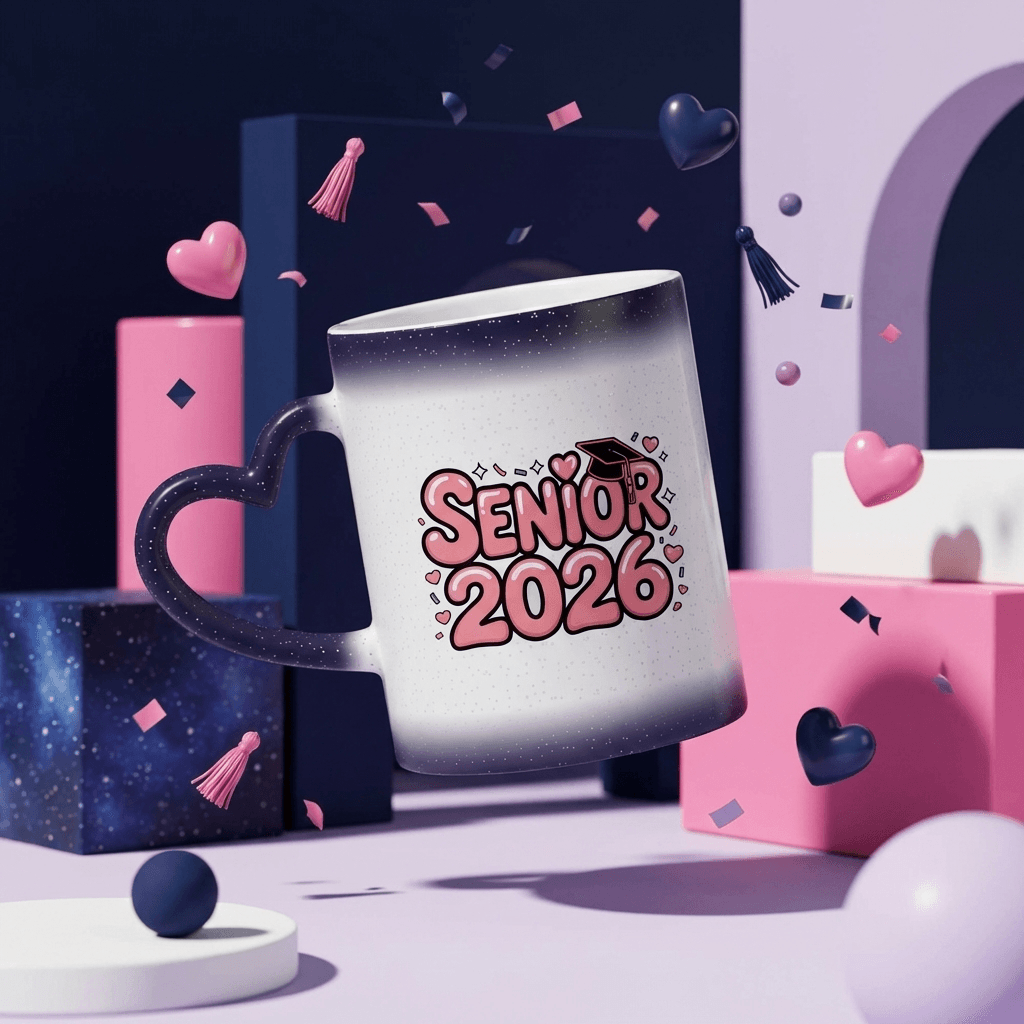 Senior 2026 Starry Sky Color Changing Mug Heart Handle Graduation Gift for High School Seniors