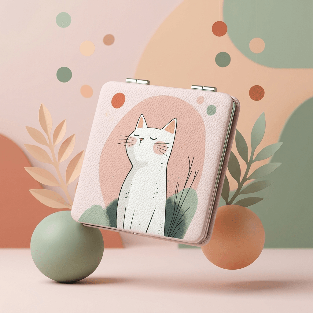 Square Pocket Makeup Mirror | CCat Lover Gift for Women