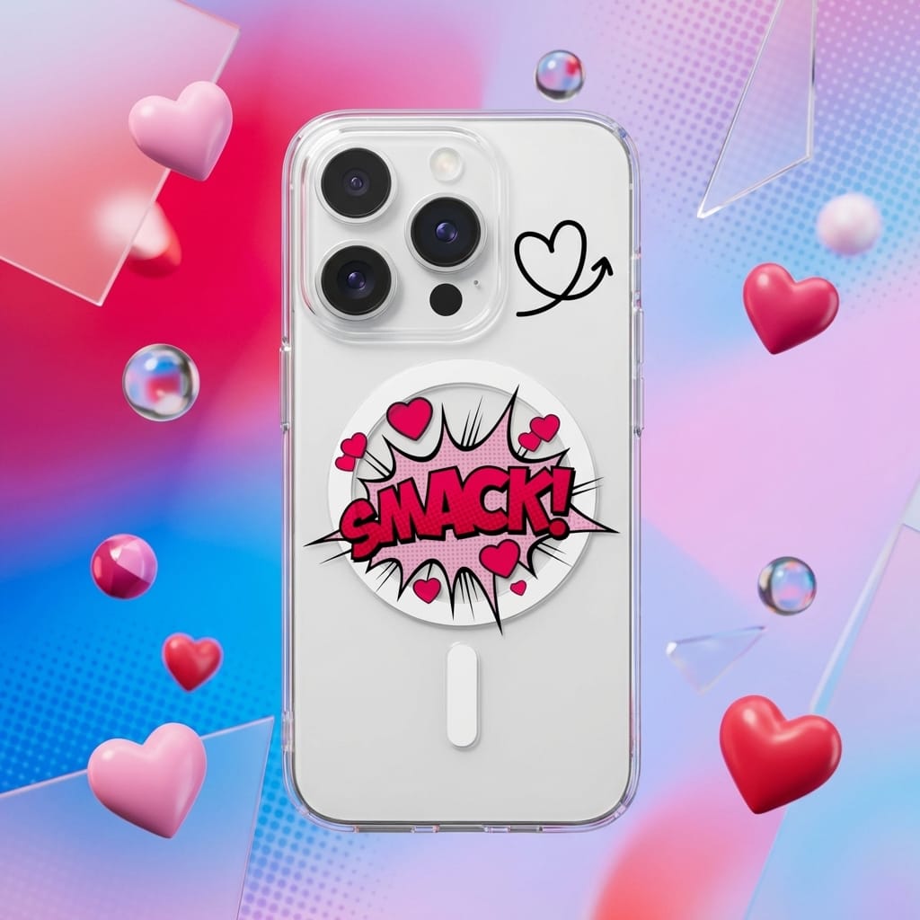 Cute Pop Art Clear MagSafe iPhone Case for Valentine's & Anniversary Gifting