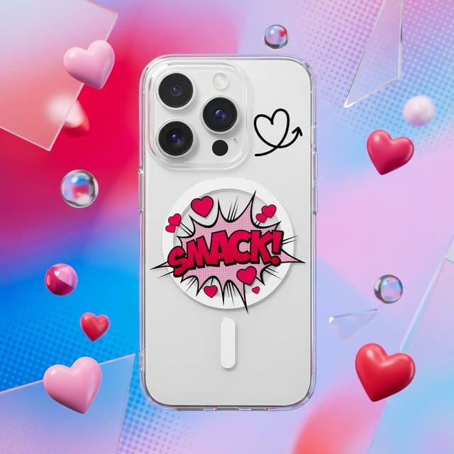 Cute Pop Art Clear MagSafe iPhone Case for Valentine's & Anniversary Gifting