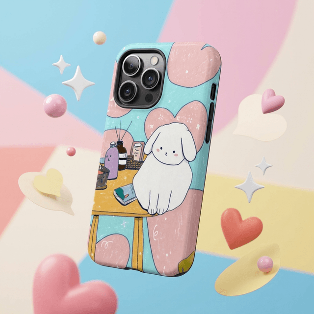 Cute Bunny Print Magnetic iPhone Case for Women Best Friend Birthday Holiday Gifts