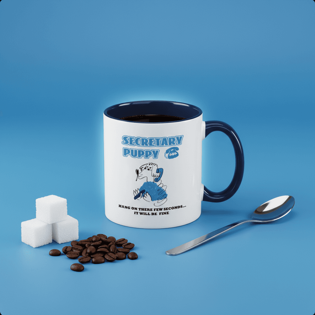 Secretary Puppy 11oz Blue Accent Mug - Gift for Secretaries, Office Workers & Dog Lovers - 1