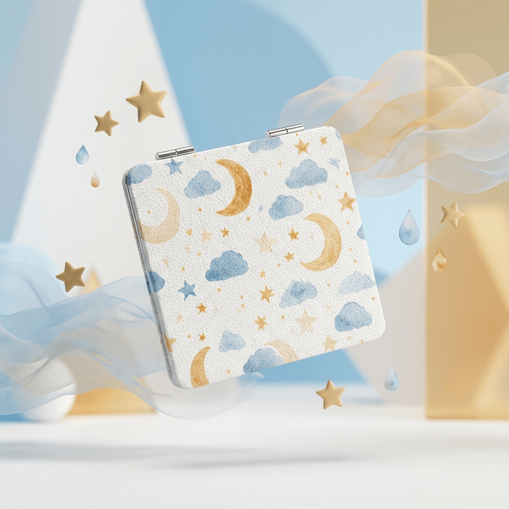 Cute Star Moon Square Pocket Makeup Mirror Perfect for Birthday Bridesmaid Gifts
