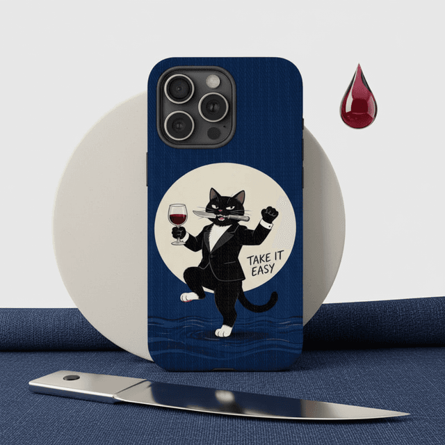 Funny Take It Easy Black Cat Phone Case for Cat Lovers Gift